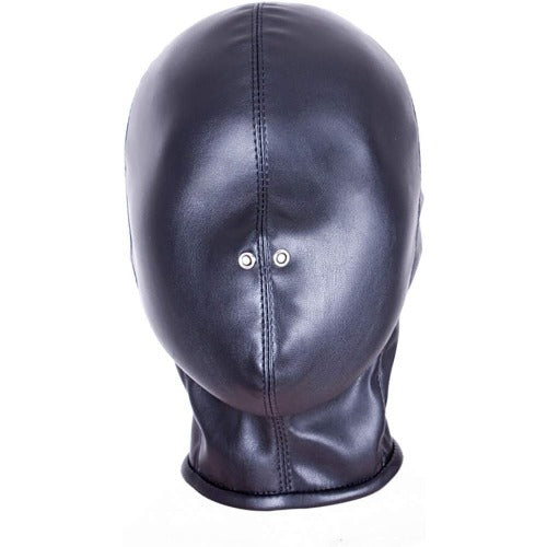 Leather Bondage Mask Hood Fully Enclosed Headdress Strap Hood Fetish Bondage Hood (Black)