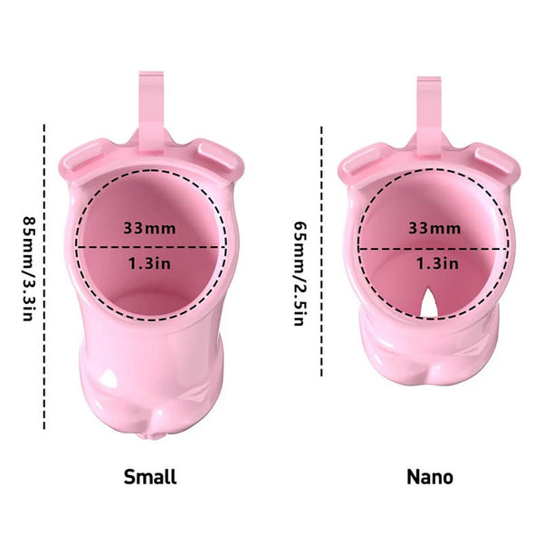 Wearing a small chastity cage