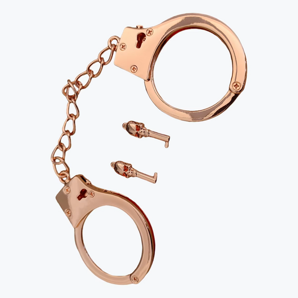 Metal Handcuffs with Two Skull Keys - Prop Toy Handcuffs