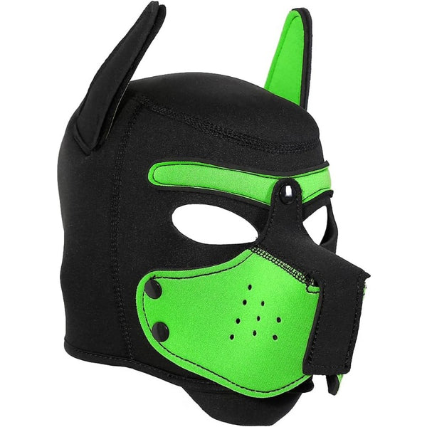 Neoprene Puppy Face Muzzle Dog Removable Full Head Hood Mask With Ears (One Size)