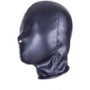 Leather Bondage Mask Hood Fully Enclosed Headdress Strap Hood Fetish Bondage Hood (Black)