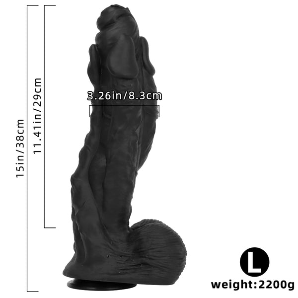 11.41in 12.6in 15in Super Big Silicone Soft Black Fantasy Love Sex Dildo