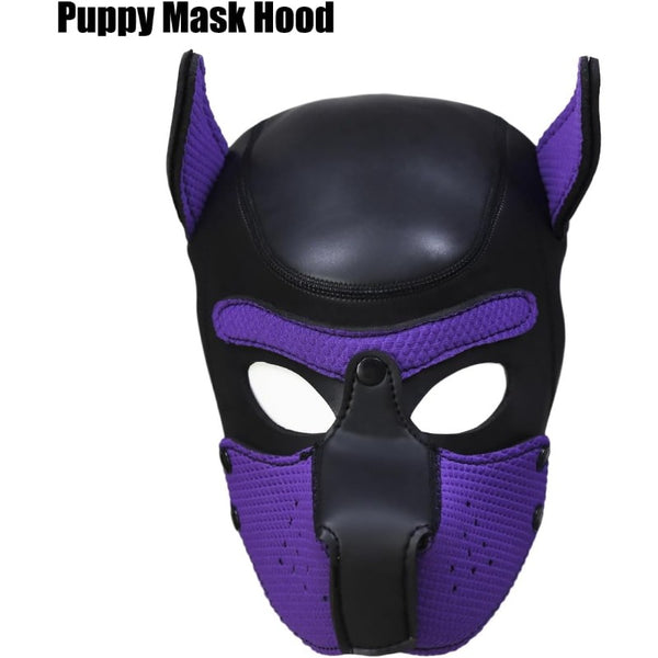 Neoprene Dog Full Face Puppy Mask Removable Pup Hood Halloween Mask