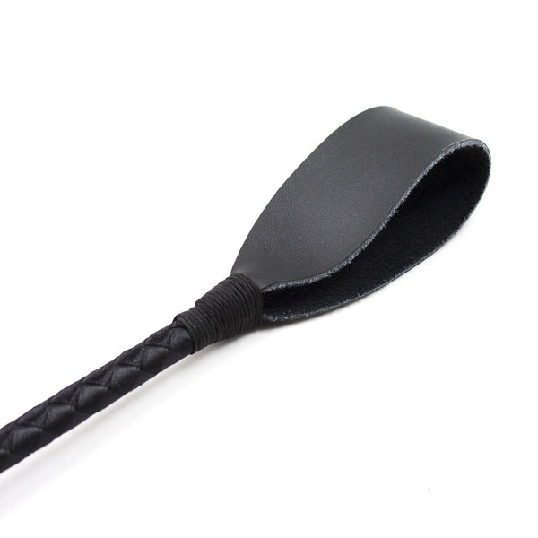 Black genuine leather riding whip