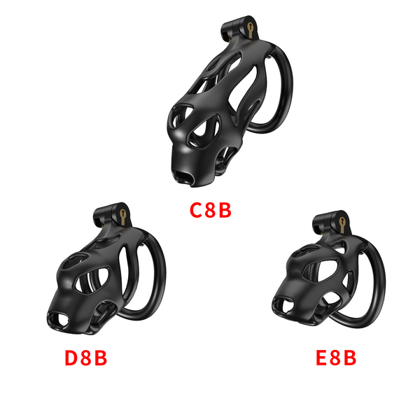 Dog head cage chastity lock bondage abstinence male black penis sleeve