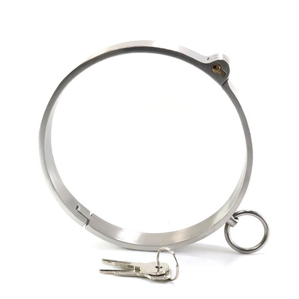 304 stainless steel choke collar restraint, metal choke ring lockable necklace, fetish sex toy