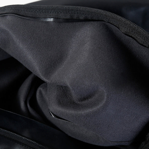 Black leather bondage full body tied leather lace-up suit