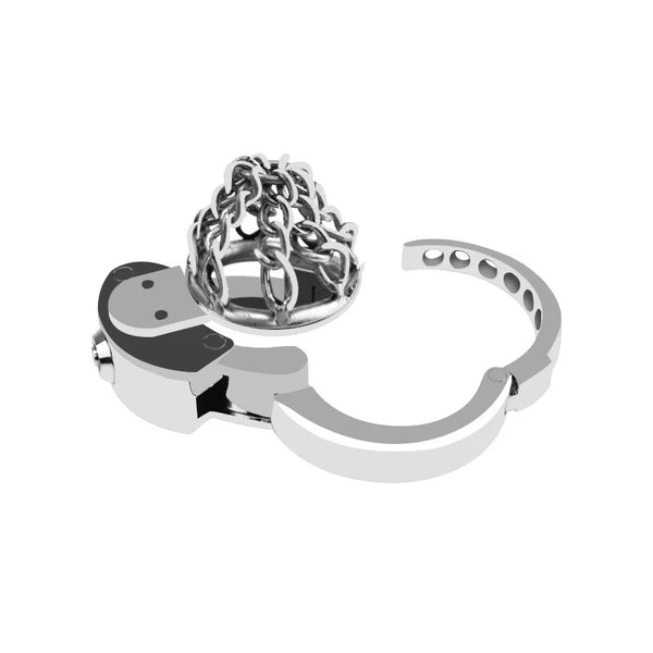 Stainless Steel Chastity Device with Chain Design | Long Cock Cage for Men with 6-Level Adjustable Ring (32–50mm)