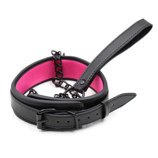 Leather Bondage Collar and Leash Set, Bondage Sex Toys Collar