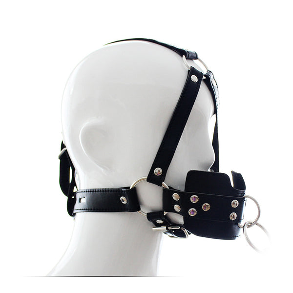 PU Leather Slaves Head Harness Mouth Muzzle Strap Restraints Gag Ball Game New