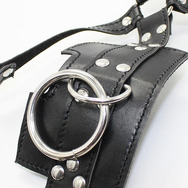 PU Leather Slaves Head Harness Mouth Muzzle Strap Restraints Gag Ball Game New