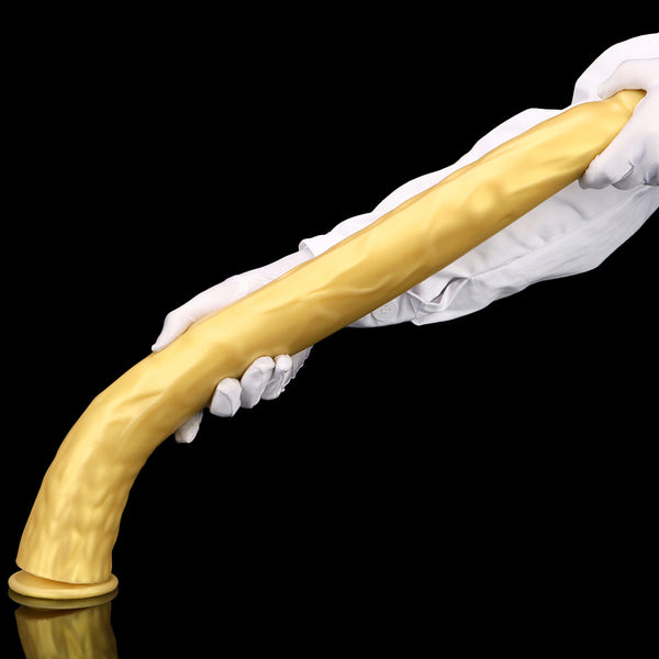 Golden Long Thin Dildo Liquid Silicone