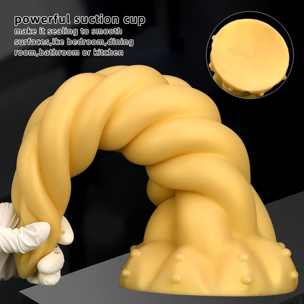 Hands-free butt plug with strong suction cup, realistic beginner anal dildo, suitable for men and women (black and gold)