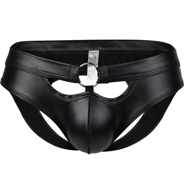 Sexy Mens Faux Leather Underwear Open Butt Briefs Jockstrap Panties Gay Thongs