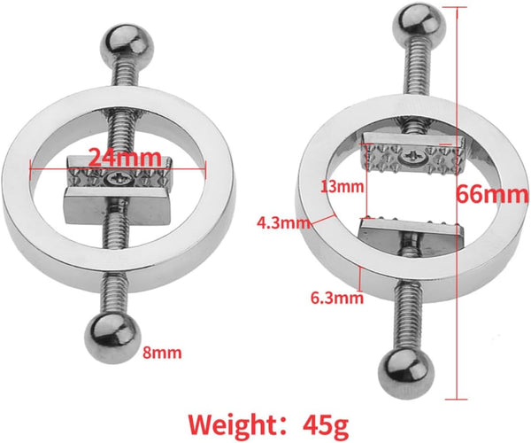 2 x Nipple Clip Clamps Circular Stainless Steel Clamp,Adjustable Weight Metal Nipple Clamps