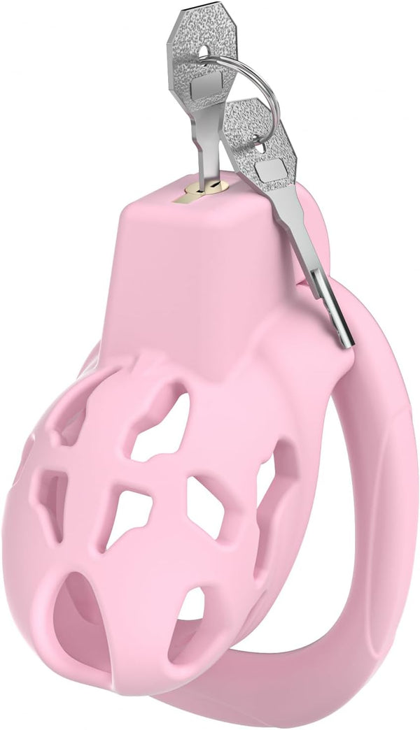 Male Chastity Cage, Large Chastity Device with 5 Sizes Rings and Invisible Lock for Man Penis Exercise Bondage Gear & Accessories Lightweight Adult Sex Toys