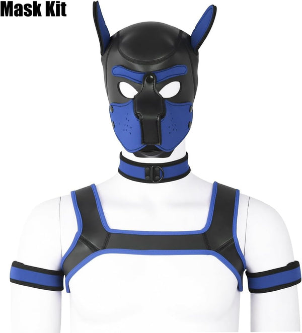 Neoprene Dog Full Face Puppy Mask Removable Pup Hood Halloween Mask