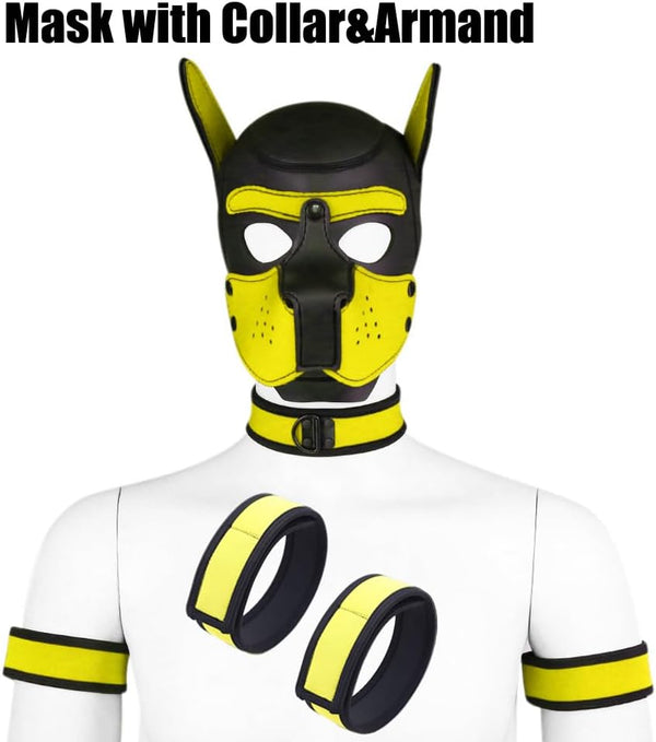 Neoprene Dog Full Face Puppy Mask Removable Pup Hood Halloween Mask