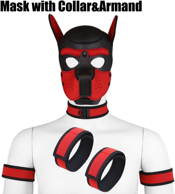 Neoprene Dog Full Face Puppy Mask Removable Pup Hood Halloween Mask