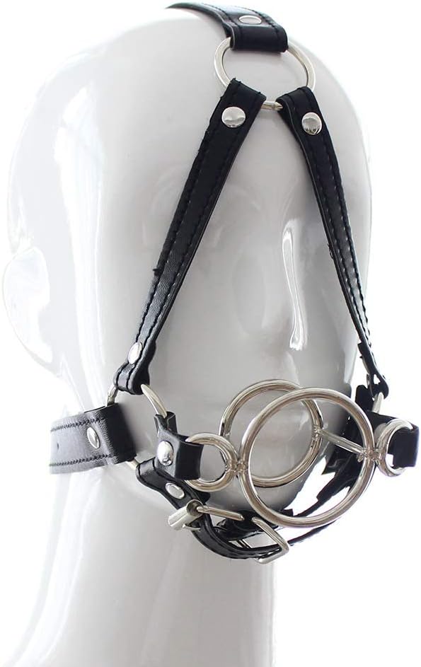Fun Supplies Mouth Ball Double Ring Harness Mouth Plug Adult Supplies Mouth Ball Bondage Sexy PU Leather