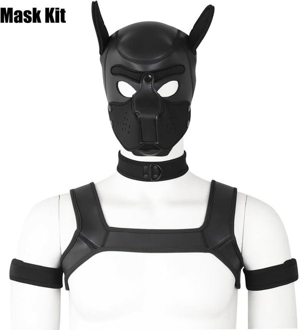 Neoprene Dog Full Face Puppy Mask Removable Pup Hood Halloween Mask