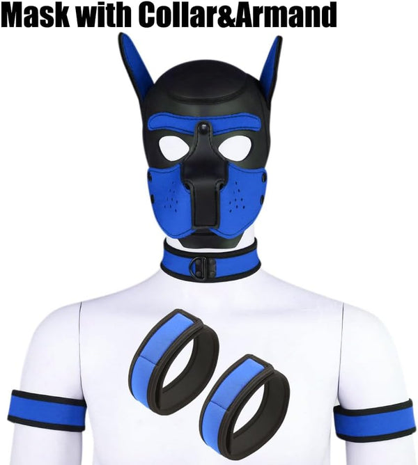 Neoprene Dog Full Face Puppy Mask Removable Pup Hood Halloween Mask