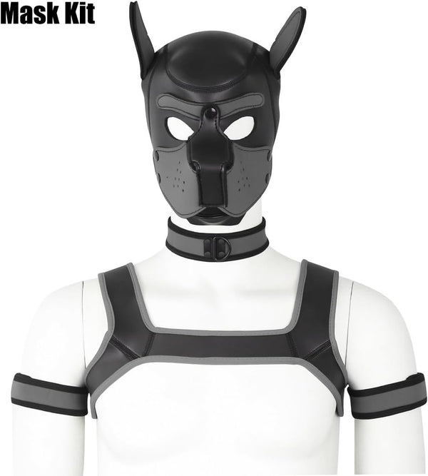 Neoprene Dog Full Face Puppy Mask Removable Pup Hood Halloween Mask