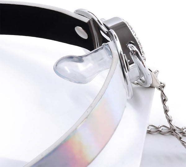 Pacifier Mouth Gag Plug Nipple Breast Clamps Clips Non Piercing Bondage Ball Gag with Choker Sex BDSM Toy for Couples Black