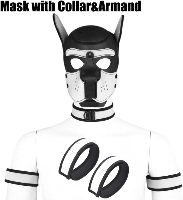 Neoprene Dog Full Face Puppy Mask Removable Pup Hood Halloween Mask