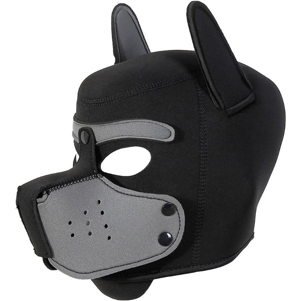 Neoprene Puppy Face Muzzle Dog Removable Full Head Hood Mask With Ears (One Size)
