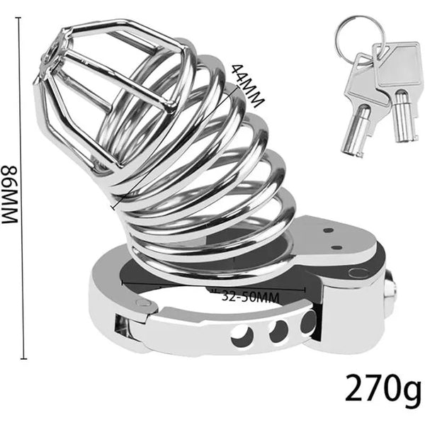 Skeleton-Style Adjustable Metal Chastity Cage with Internal Lock – Ventilated & Secure Design
