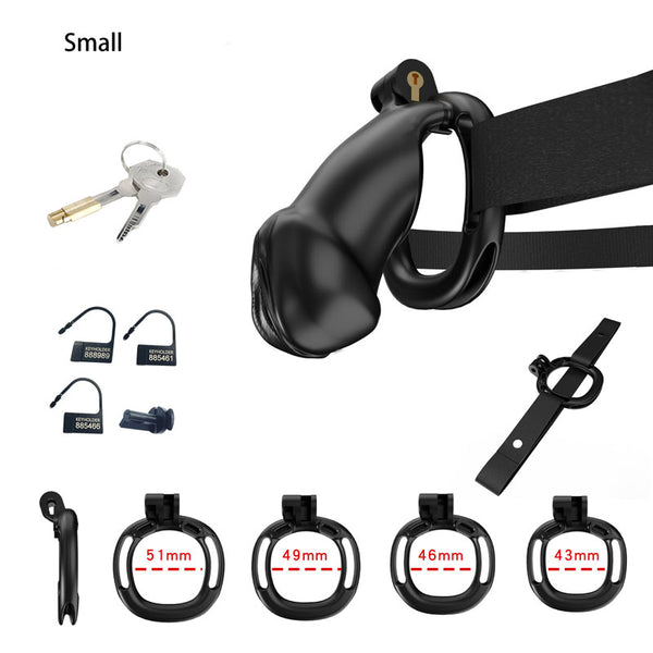 Wearing a small chastity cage