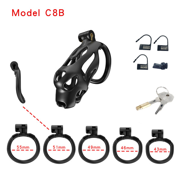 Dog head cage chastity lock bondage abstinence male black penis sleeve