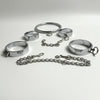 Stainless steel wrist ankle cuffs chrome plated, silver metal bracelet wrist anklet pair of restraints bondage game