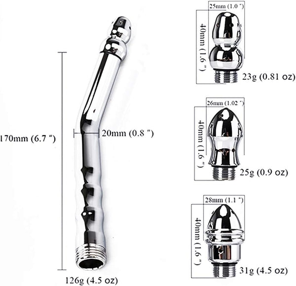 3 Head Shower Enema Flusher Attachment with 59" Shower Hose for Portable Bathroom Kit Flush Enema Toilet Bent Zinc Alloy Washing and Cleaning Tool with 2 Shower Heads