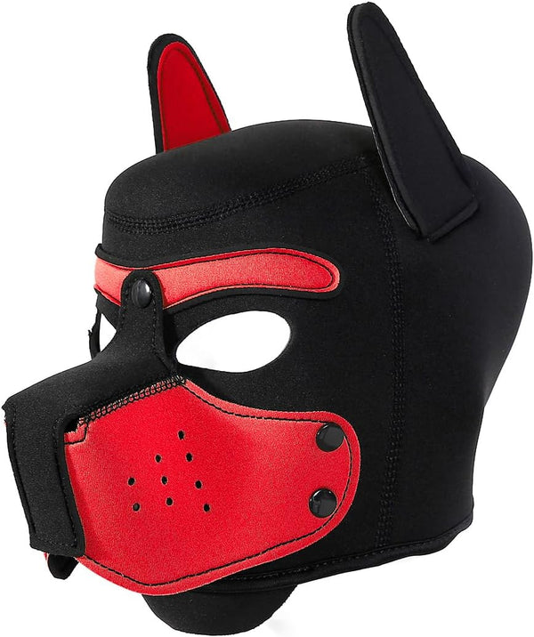 Neoprene Puppy Face Muzzle Dog Removable Full Head Hood Mask With Ears (One Size)