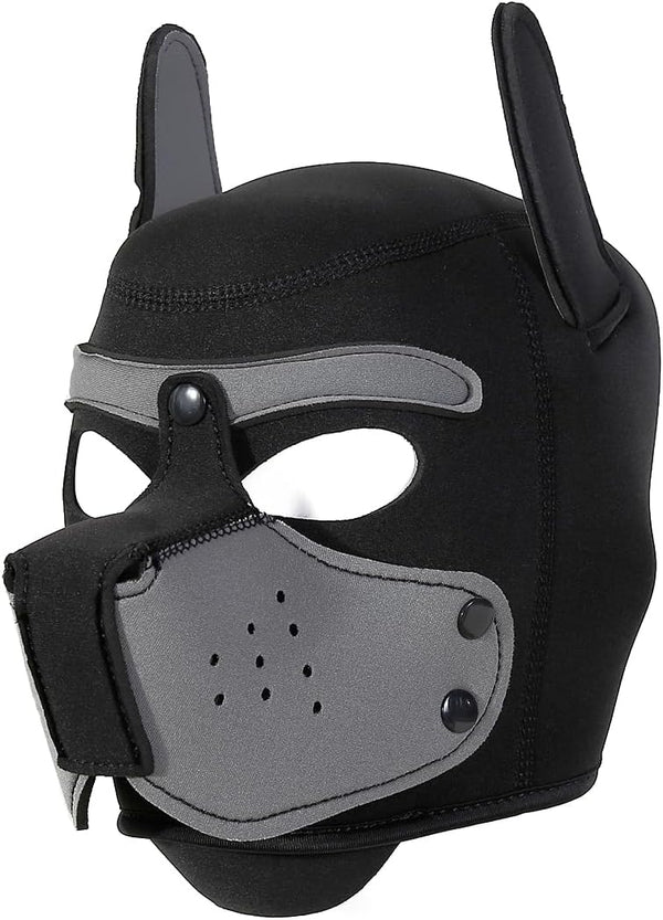 Neoprene Puppy Face Muzzle Dog Removable Full Head Hood Mask With Ears (One Size)