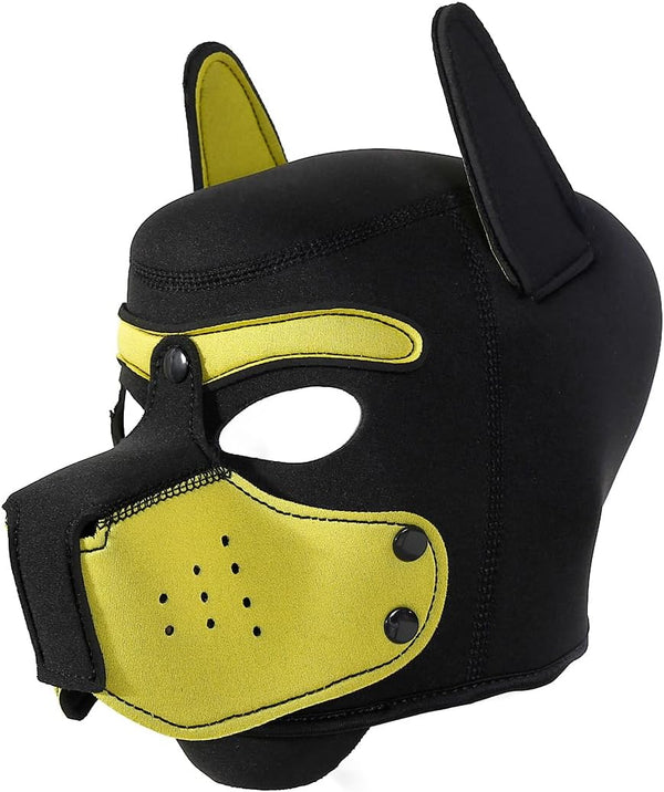Neoprene Puppy Face Muzzle Dog Removable Full Head Hood Mask With Ears (One Size)