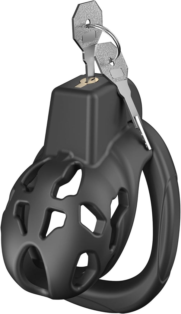 Male Chastity Cage, Large Chastity Device with 5 Sizes Rings and Invisible Lock for Man Penis Exercise Bondage Gear & Accessories Lightweight Adult Sex Toys