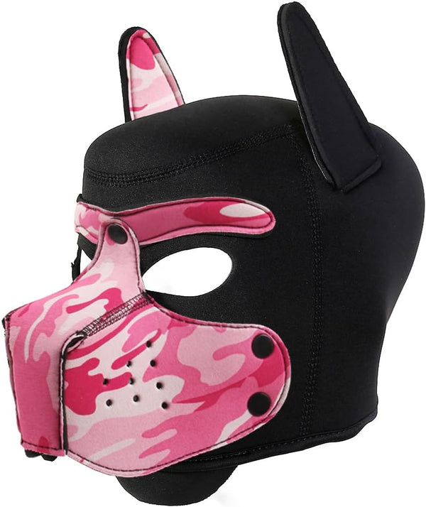 Neoprene Puppy Face Muzzle Dog Removable Full Head Hood Mask With Ears (One Size)