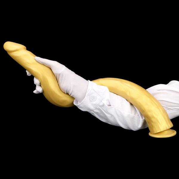 Golden Long Thin Dildo Liquid Silicone