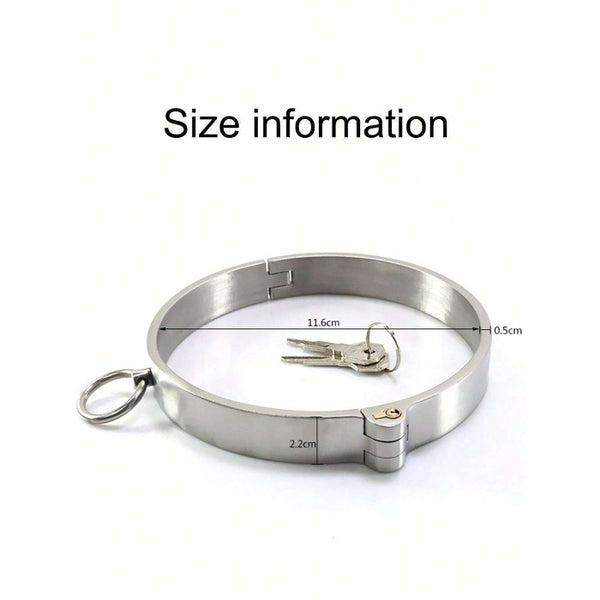 304 stainless steel choke collar restraint, metal choke ring lockable necklace, fetish sex toy