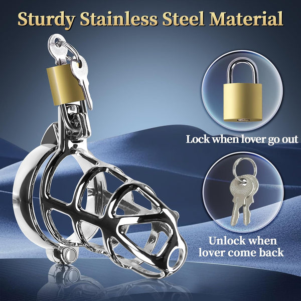 Male Chastity Cock Cage Sex Toy for Men, FEELKIDA Large Chastity Device with 3 Active Sizes Rings 3 Metal Cock Ring 2 Keys, Adult Toys for Men Penis Exercise and Abstinence