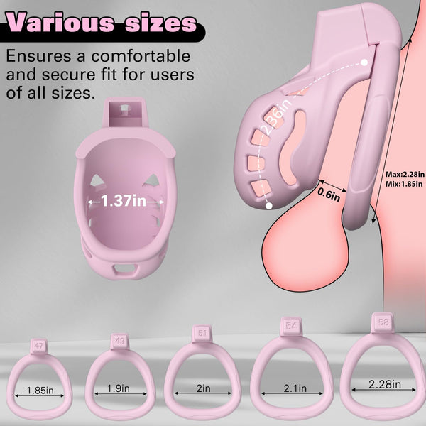 Male Chastity Cage, Large Chastity Device with 5 Sizes Rings and Invisible Lock for Man Penis Exercise Bondage Gear & Accessories Lightweight Adult Sex Toys
