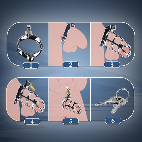 Male Chastity Cock Cage Sex Toy for Men, FEELKIDA Large Chastity Device with 3 Active Sizes Rings 3 Metal Cock Ring 2 Keys, Adult Toys for Men Penis Exercise and Abstinence