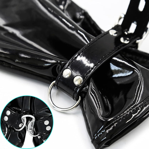 bondage gloves, patent leather handcuffs,sex toy gloves, lockable, fisting gloves, fetish gloves, suitable for extreme couples, pet play, role play, slave