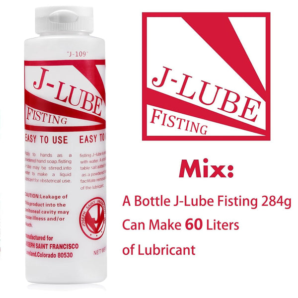 J-LUBE FISTING Powder Mixes with Water One Bottle Makes 16+ Gallons / 60+ litres and More of Lubricant 10 oz + Squeeze Bottle 500ml