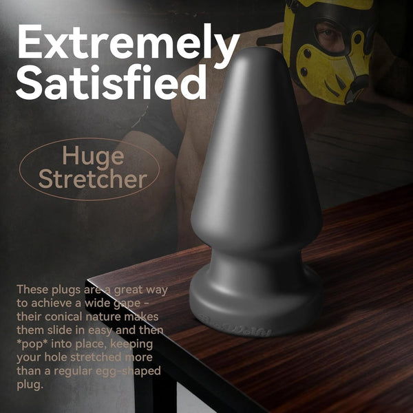 9.8 Inch Food Grade Platinum Silicone Stretcher Grip - FDA Standard Compliant Material - X Large Giant Anal Butt Plug - Vac-U-Lock System - Sex Toys for Men and Women (Black, X Large)