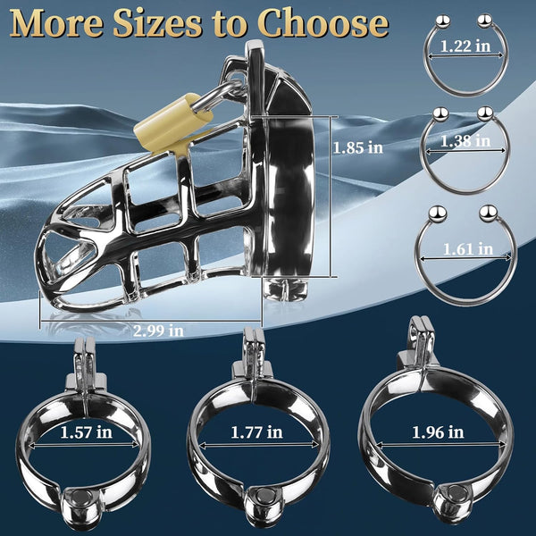 Male Chastity Cock Cage Sex Toy for Men, FEELKIDA Large Chastity Device with 3 Active Sizes Rings 3 Metal Cock Ring 2 Keys, Adult Toys for Men Penis Exercise and Abstinence