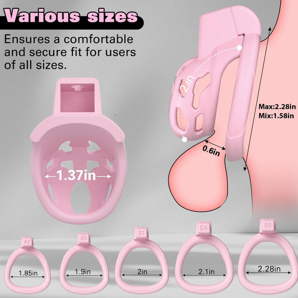 Male Chastity Cage, Large Chastity Device with 5 Sizes Rings and Invisible Lock for Man Penis Exercise Bondage Gear & Accessories Lightweight Adult Sex Toys